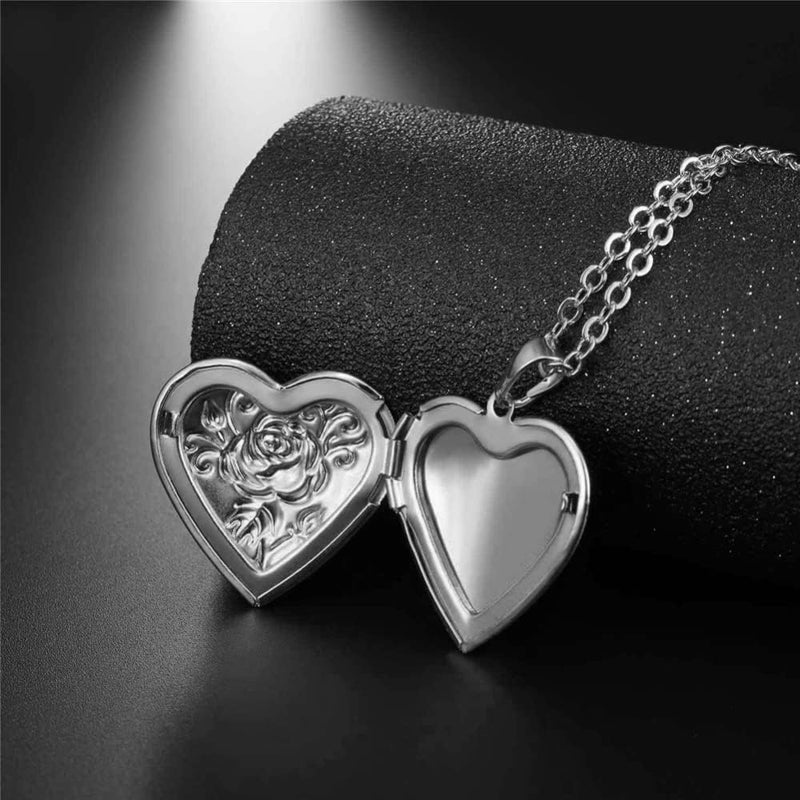 Weenkeey 2 Pcs Locket Necklace that Holds Pictures Stainless Steel Locket Pendant Necklace Memory Photo Pendant Necklace for Women Girls - Image 5